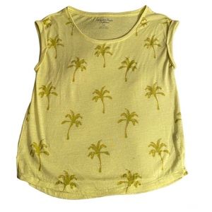 AE bright yellow palm tree print sleeveless tee S